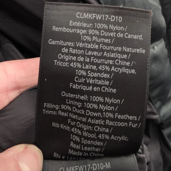 Mackage Small Down Parka Real Fur Trim Hood Long Puffer Coat Dark Green Womens S - Picture 14 of 16